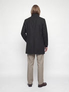 JACK & JONES Melton Wool Blend Coat in Dark Grey back view on model