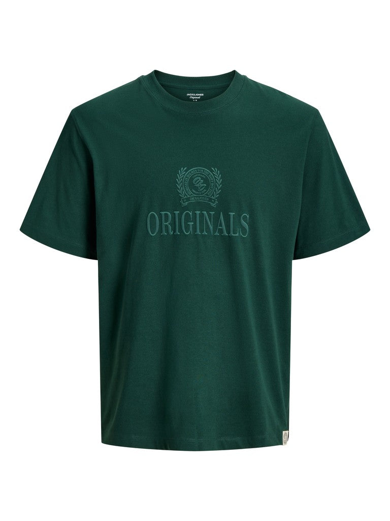 JACK & JONES Frederiksberg Monogram Crew Neck Tee in Pine Grove front view