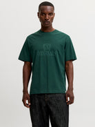 JACK & JONES Frederiksberg Monogram Crew Neck Tee in Pine Grove front model view