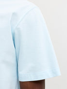 JACK & JONES Frederiksberg Monogram Crew Neck Tee in Ice Water sleeve detail
