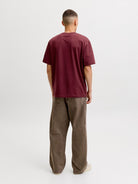 JACK & JONES Frederiksberg Monogram Crew Neck Tee in Chocolate truffle back model view