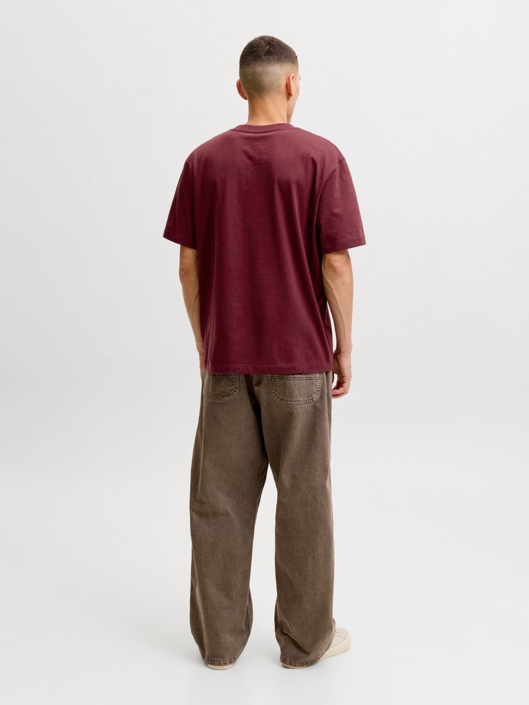 JACK & JONES Frederiksberg Monogram Crew Neck Tee in Chocolate truffle back model view