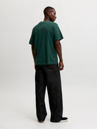 JACK & JONES Frederiksberg Monogram Crew Neck Tee in Pine Grove back model view