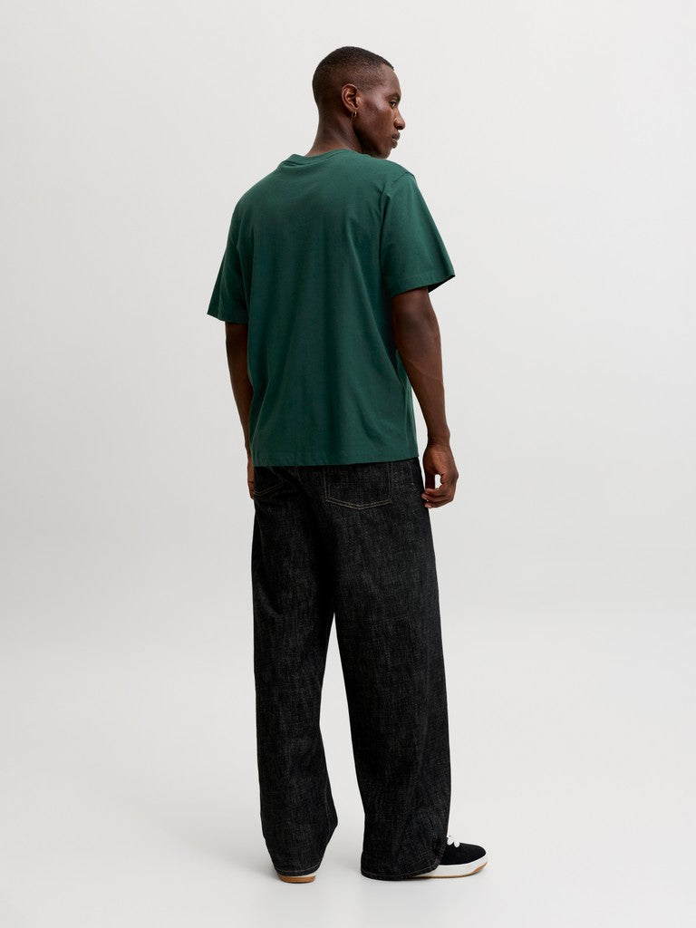 JACK & JONES Frederiksberg Monogram Crew Neck Tee in Pine Grove back model view