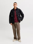 JACK & JONES Frederiksberg Monogram Crew Neck Tee in Chocolate truffle full length model view