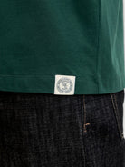 JACK & JONES Frederiksberg Monogram Crew Neck Tee in Pine Grove hem logo tab detail