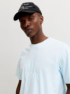 JACK & JONES Frederiksberg Monogram Crew Neck Tee in Ice Water half model view
