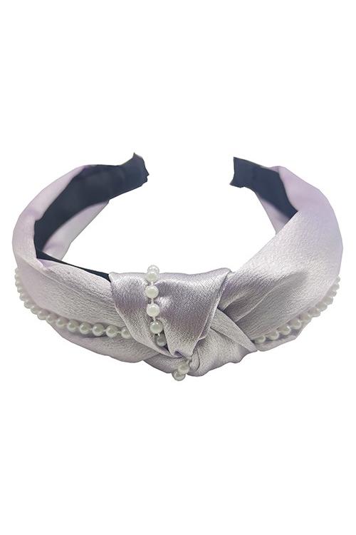 Girl's Lilac Knot Top Hairband with Pearl Detail-Front View