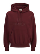 JACK & JONES Frederiksberg Monogram Sweat Hoodie in Chocolate truffle front view