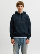 JACK & JONES Frederiksberg Monogram Sweat Hoodie in Sky Captain front model view