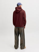 JACK & JONES Frederiksberg Monogram Sweat Hoodie in Chocolate truffle back model view