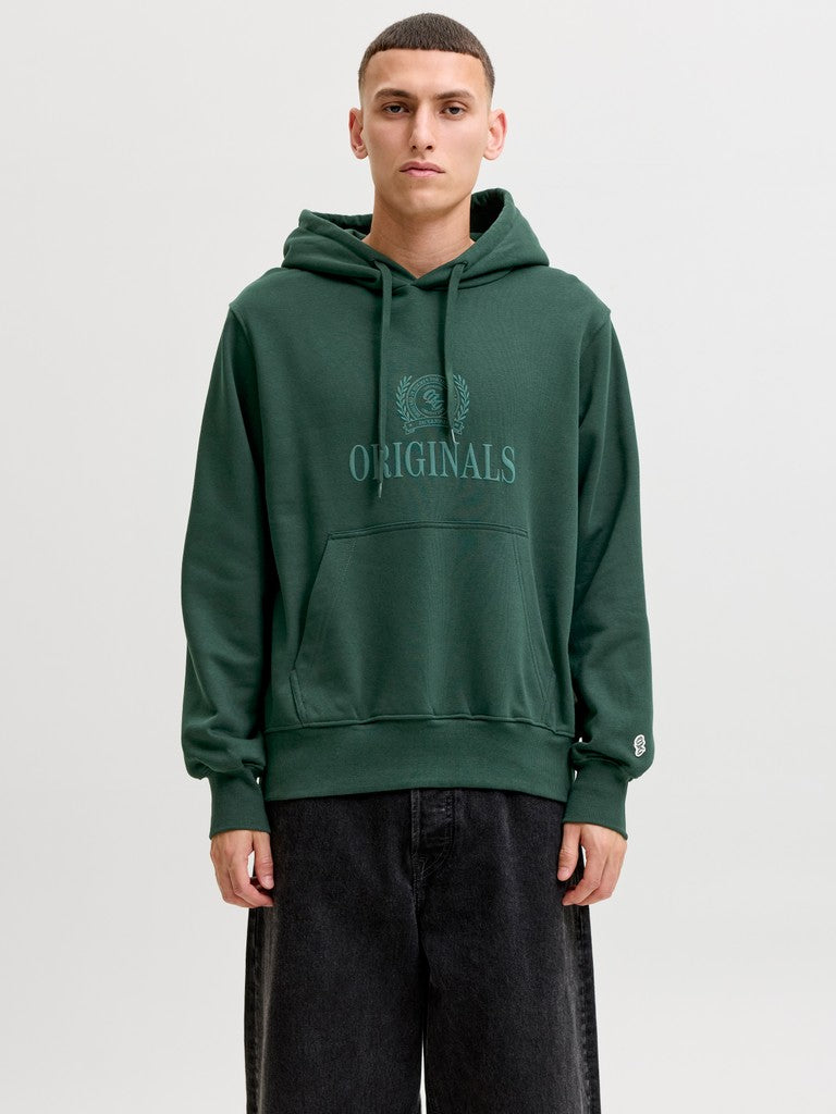 JACK & JONES Frederiksberg Monogram Sweat Hoodie in Pine Grove front model view