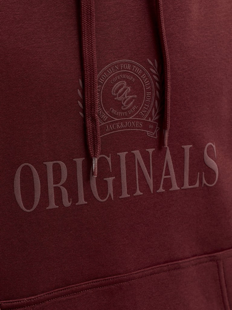 JACK & JONES Frederiksberg Monogram Sweat Hoodie in Chocolate truffle logo print detail