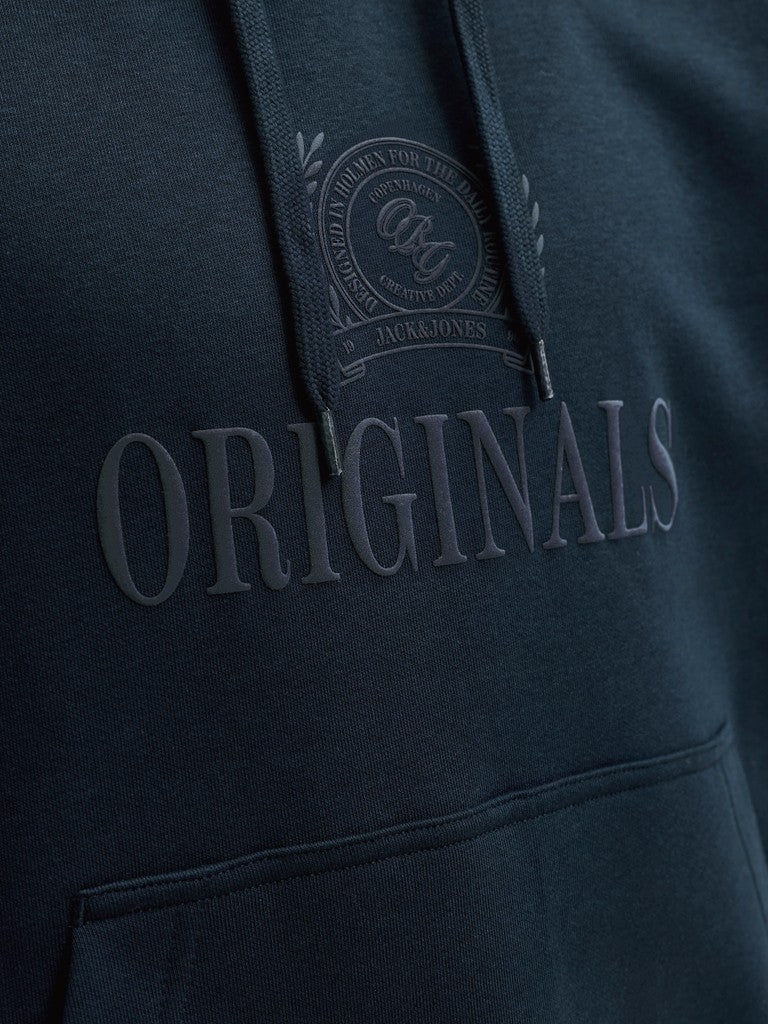 JACK & JONES Frederiksberg Monogram Sweat Hoodie in Sky Captain logo print detail