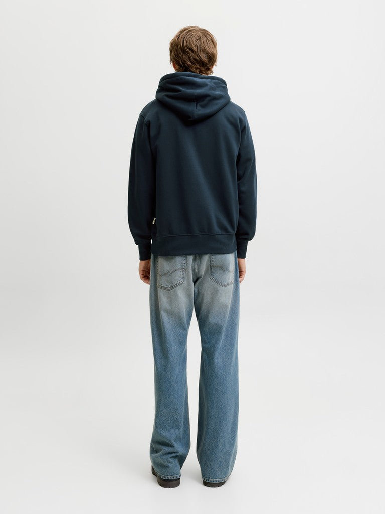 JACK & JONES Frederiksberg Monogram Sweat Hoodie in Sky Captain back model view