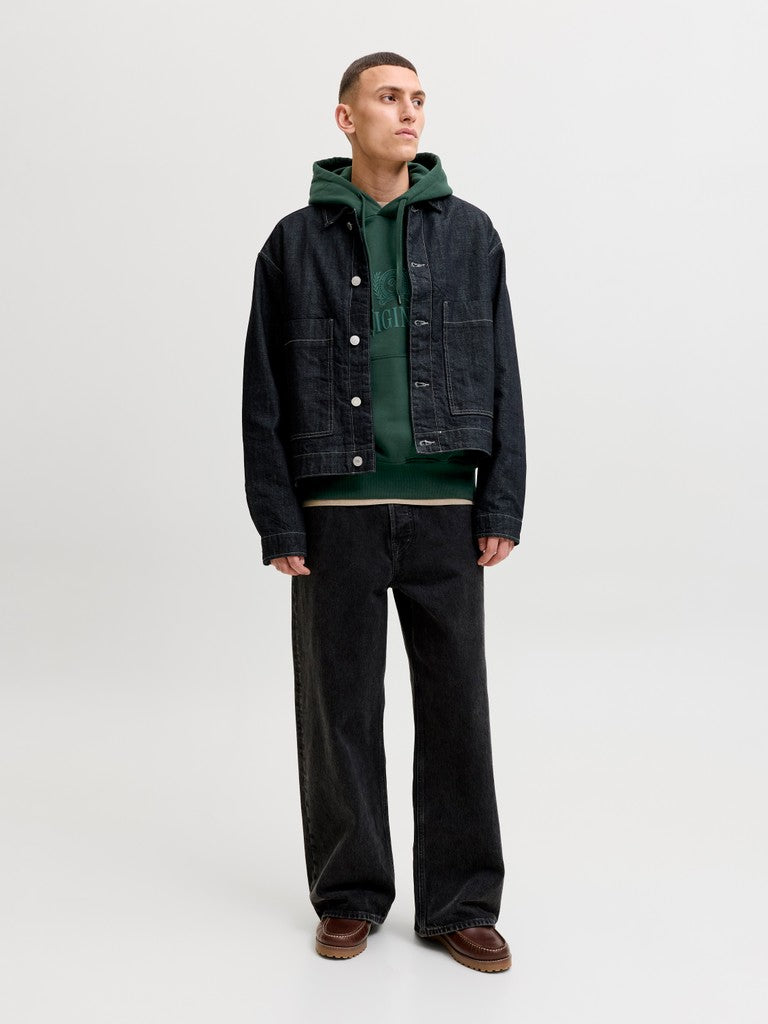 JACK & JONES Frederiksberg Monogram Sweat Hoodie in Pine Grove full length model view