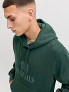 JACK & JONES Frederiksberg Monogram Sweat Hoodie in Pine Grove angled model view