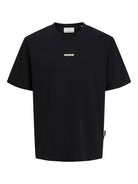 JACK & JONES Club Back Script Crew Neck Tee in Black front view