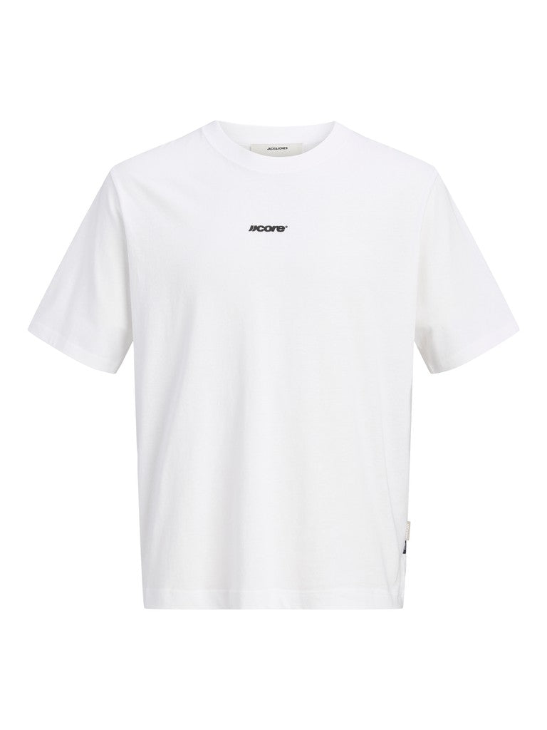 JACK & JONES Club Back Script Crew Neck Tee in Bright White front view
