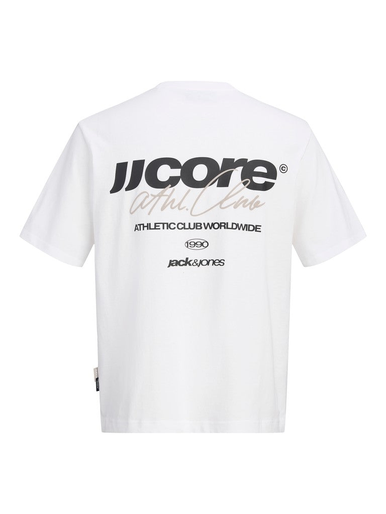 JACK & JONES Club Back Script Crew Neck Tee in Bright White back view