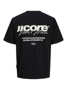 JACK & JONES Club Back Script Crew Neck Tee in Black back view