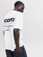 JACK & JONES Club Back Script Crew Neck Tee in Bright White back model view