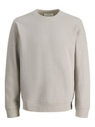 JACK & JONES Fusion Waffle Brand Sweatshirt Crew Neck in Dove front view