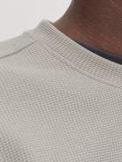 JACK & JONES Fusion Waffle Brand Sweatshirt Crew Neck in Dove waffle texture detail