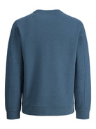 JACK & JONES Fusion Waffle Brand Sweatshirt Crew Neck in Orion Blue back view