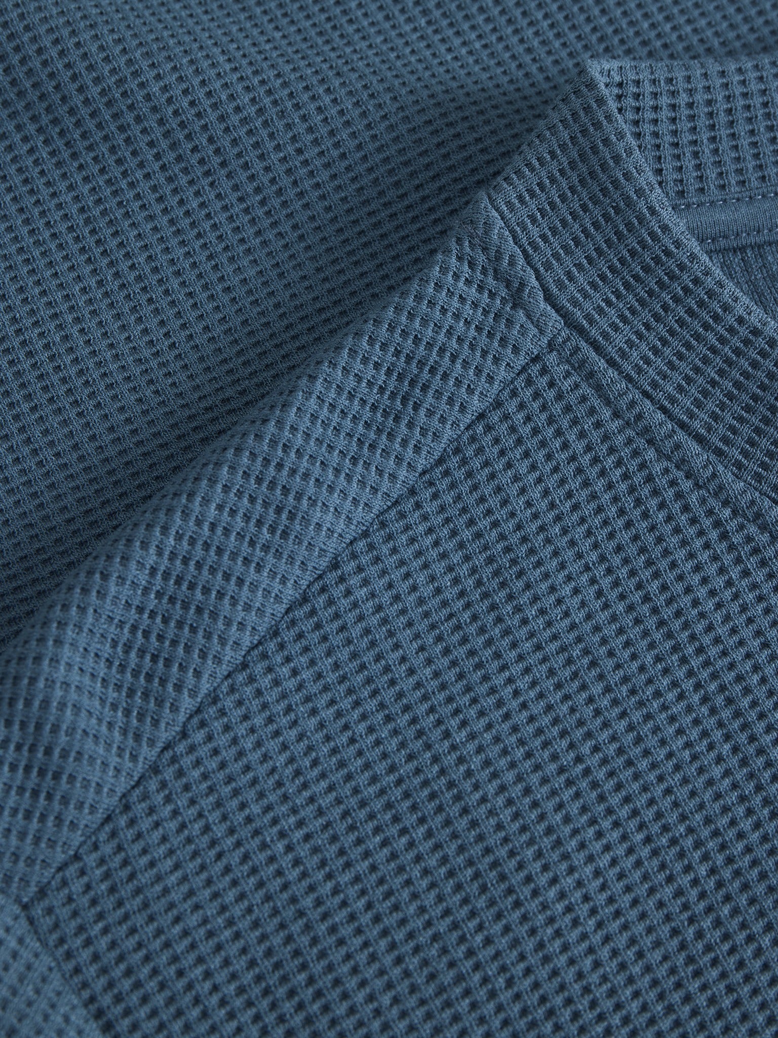 JACK & JONES Fusion Waffle Brand Sweatshirt Crew Neck in Orion Blue textured fabric detail