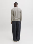 JACK & JONES Fusion Waffle Brand Sweatshirt Crew Neck in Dove back model view