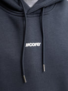 JACK & JONES Club Back Script Print Sweat Hoodie in Outer Space logo detail
