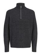 JACK & JONES Frederiksberg Ollie Knit Half Zip in Black front view
