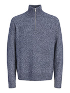 JACK & JONES Frederiksberg Ollie Knit Half Zip in Crown Blue front view