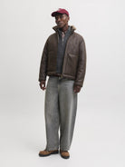 JACK & JONES Frederiksberg Ollie Knit Half Zip in Black full length model view