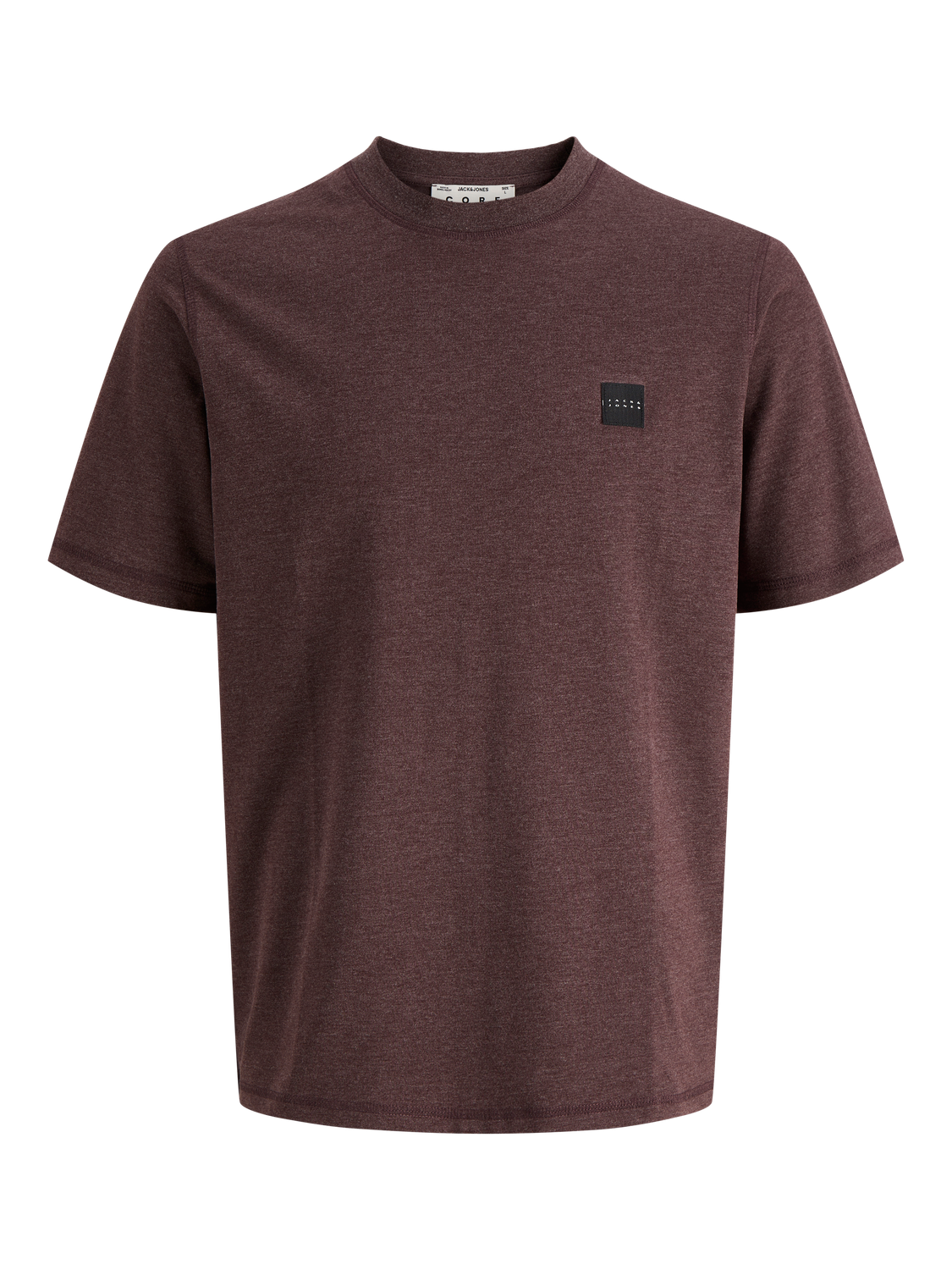 JACK & JONES Fusion Branding Melange T-Shirt in Fudge front view