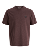 JACK & JONES Fusion Branding Melange T-Shirt in Fudge front view