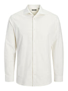 JACK & JONES Parker Corduroy Long Sleeve Shirt in Cloud Dancer front view