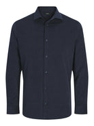 JACK & JONES Parker Corduroy Long Sleeve Shirt in Night Sky front view