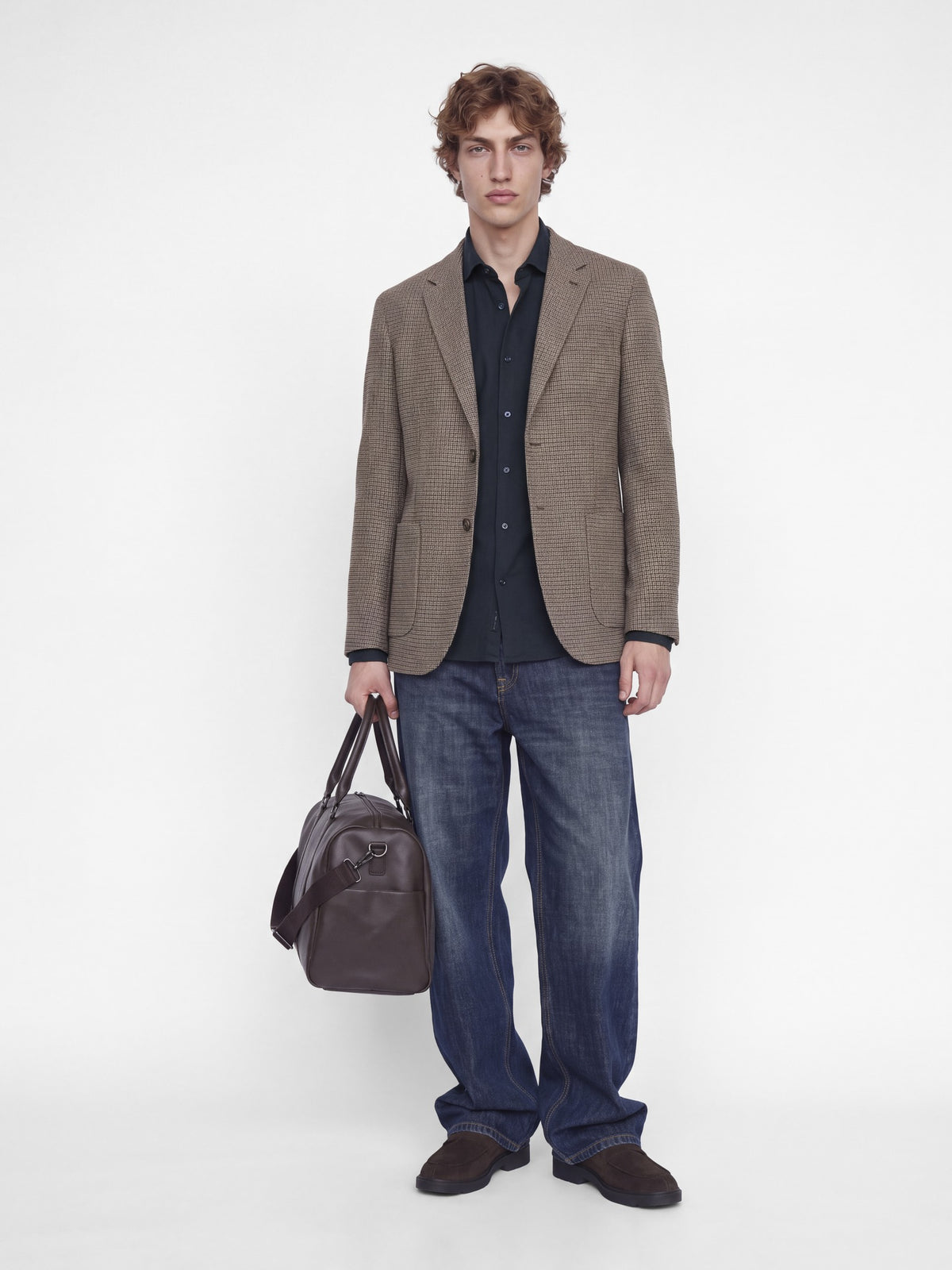 JACK & JONES Parker Corduroy Long Sleeve Shirt in Night Sky angled view