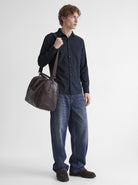 JACK & JONES Parker Corduroy Long Sleeve Shirt in Night Sky side view