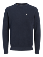 JACK & JONES Ryan Knit Crew Neck Jumper in Navy Blazer front view