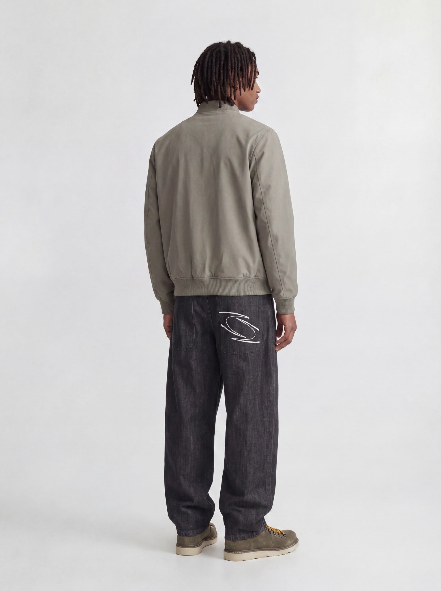 JACK & JONES Josh Bomber Jacket in Smokey Olive back model view