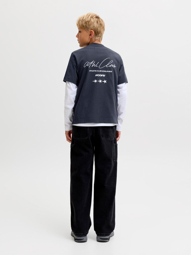 Jack Jones Youths Club Back Script Crew Neck Tee Junior - Outer Space in Outer Space JJ back model view