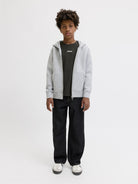 Jack Jones Youths Club Back Script Crew Neck Tee Junior in Peat full length model view