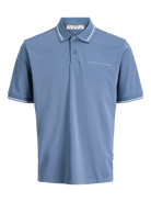JACK & JONES Fusion Pique Mesh Collar Polo in Blue Mirage front view