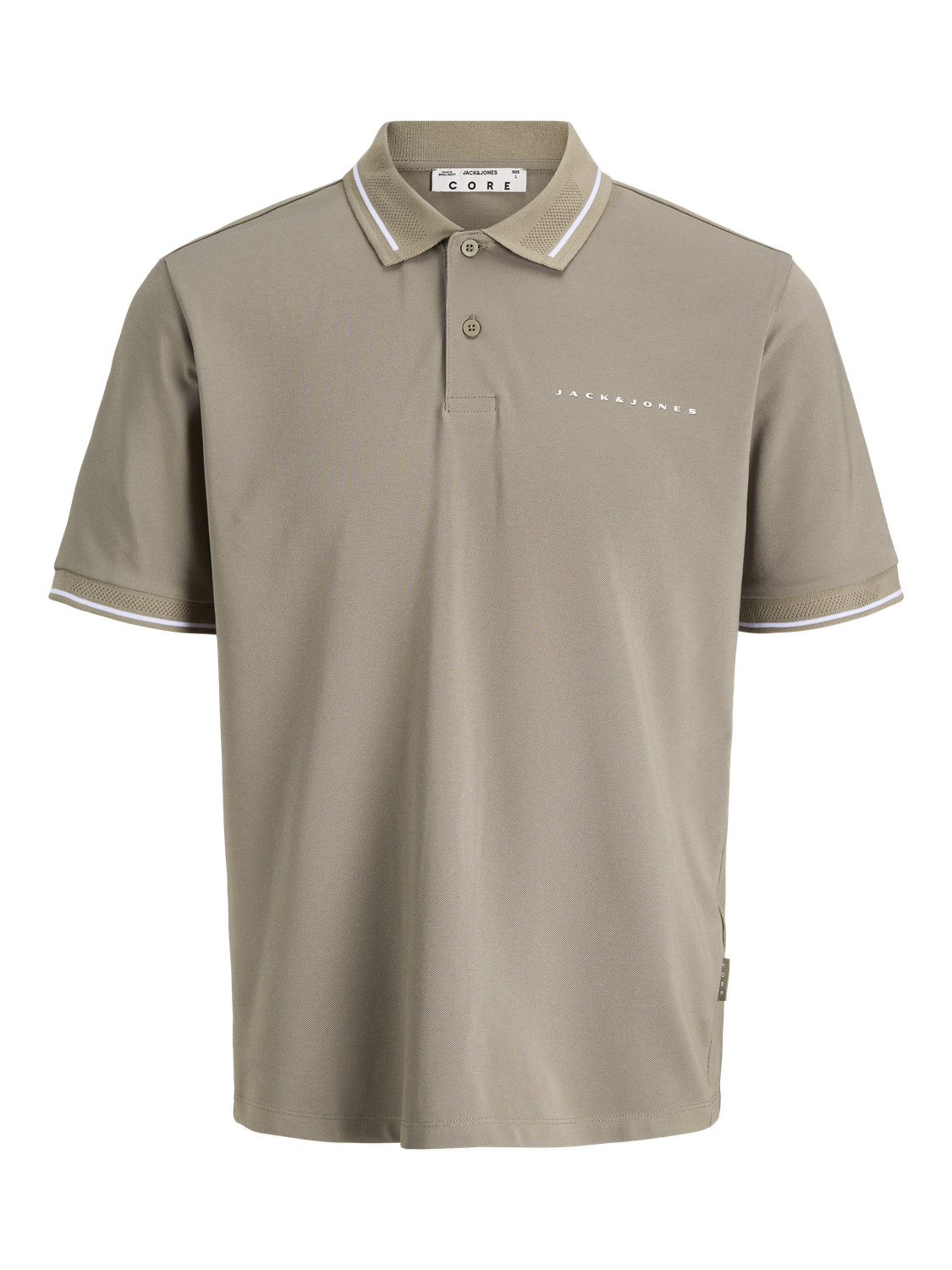 JACK & JONES Fusion Pique Mesh Collar Polo in Vetiver front view