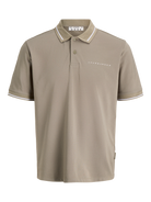 JACK & JONES Fusion Pique Mesh Collar Polo in Vetiver front view