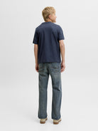 Jack Jones Youths Frederiksberg Monogram Crew Neck Tee Junior in Sky Captain back model view
