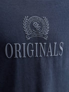 Jack Jones Youths Frederiksberg Monogram Crew Neck Tee Junior in Sky Captain logo print detail